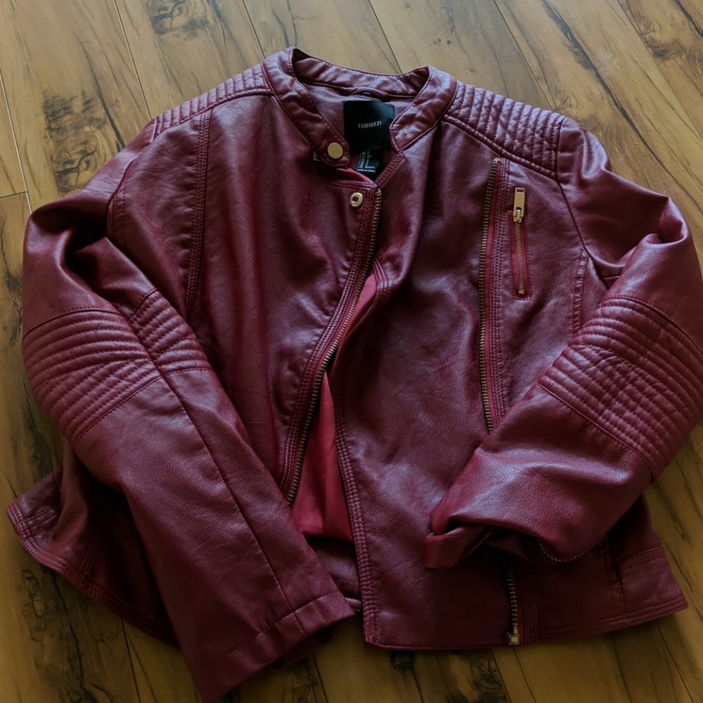 Maroon pleather jacket